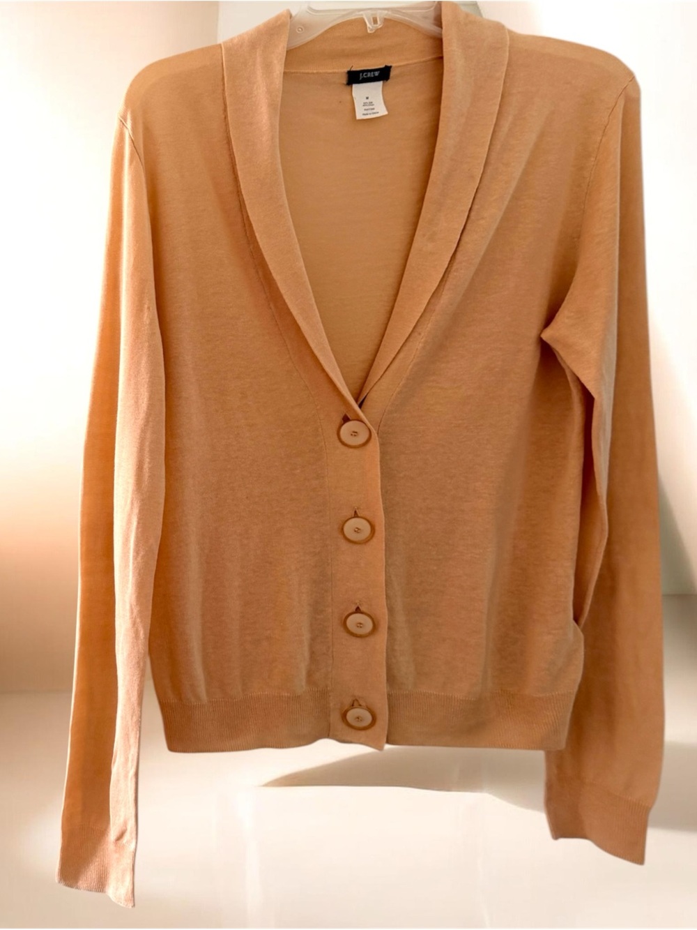 J. Crew Peach Button-Front Shawl Collar Cardigan